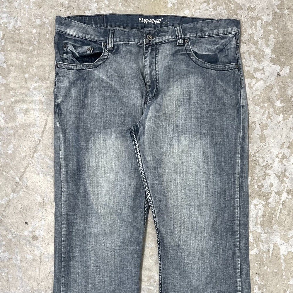 Flypaper Jeans Mens 40x29 Blue Pants Denim Boot Cut Grunge Y2K Buckle Tag 38x30 - Picture 5 of 14